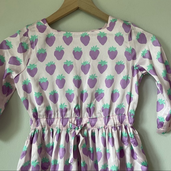 Look by Crewcuts Lavender Strawberry Print Long Sleeve Dress - Picture 4 of 5